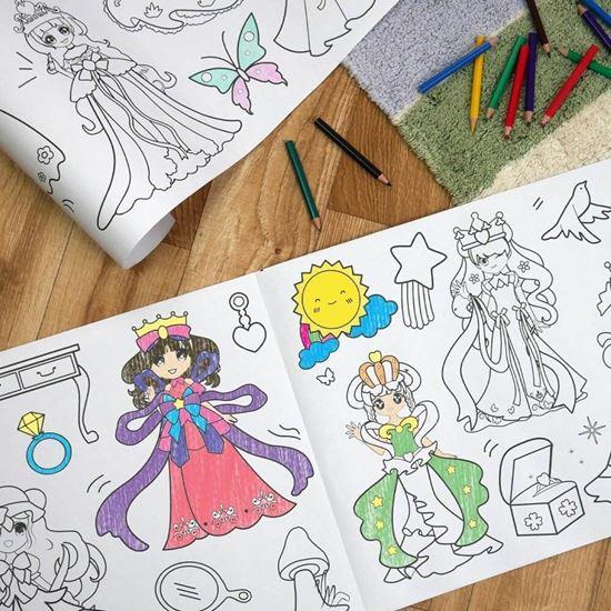 Kép valamiből Öntapadós kifestőkönyvek 3 m-es tekercsben + zsírkréták  -  hercegnők