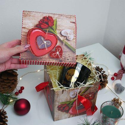 Kép valamiből Ajándékdoboz 15 cm  - szív rózsával
