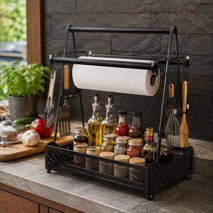 Kép valamiből Hordozható fém grill szerszám rendező papírtörlő tartóval