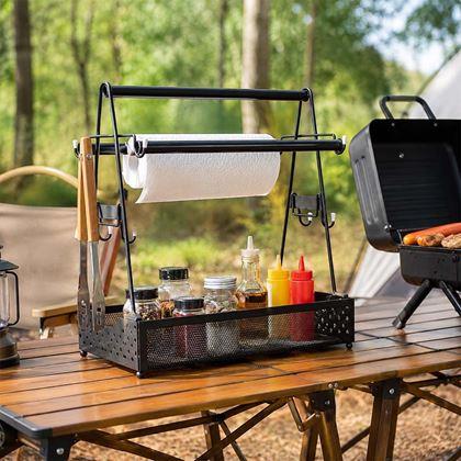 Kép valamiből Hordozható fém grill szerszám rendező papírtörlő tartóval