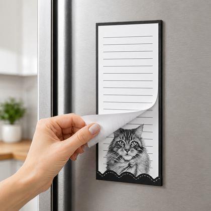 Kép valamiből Mágneses jegyzettömb hűtőszekrényre – macska, 50 lap