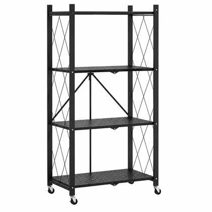 Kép valamiből Fekete fém összecsukható polcrendszer kerekeken, 4 polcos, 70x120 cm