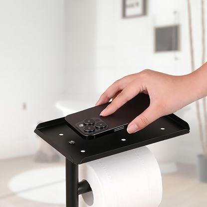Kép Fekete fém WC-papírtartó WC kefével