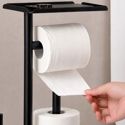 Kép valamiből Fekete fém WC-papírtartó WC kefével