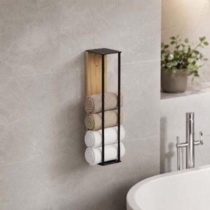 Kép valamiből Fali törölközőtartó fa/fém 40 cm
