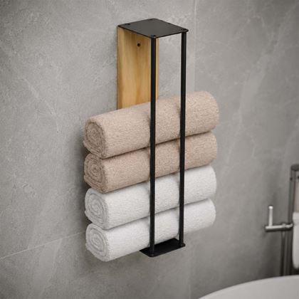 Kép valamiből Fali törölközőtartó fa/fém 40 cm
