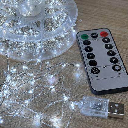 Kép valamiből Karácsonyi LED fényfüzér 20 m távirányítóval - hideg fehér fény