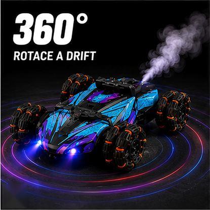 Kép RC sportautó átalakuló távirányítós autó – 360°-os forgás, LED és füst effektusokkal