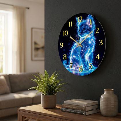 Kép valamiből Fali óra macskával – neon motívum
