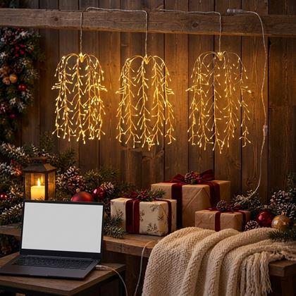 Kép valamiből LED függő fényfüzér fűzfaágakkal és USB táplálással